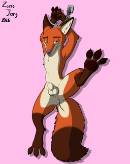 3_toes animal_genitalia anthro anus balls feet fur genitals looking_at_viewer male nude orange_body orange_fur paws raised_leg sheath smile solo toes zorrojerry disney zootopia nick_wilde canid canine fox mammal absurd_res hi_res