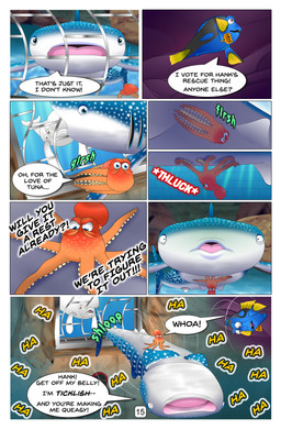 annoyed blue_body caustics confusion countershading dialogue female female_prey feral feral_pred feral_prey fin gate gills group humor ill inside_stomach internal light light_beam looking_worried male metal_bar multicolored_body nausea open_mouth rock rugae sunbeam sunlight text tongue trio two_tone_body underwater unwilling_pred unwilling_prey vore wall_(structure) water white_body kazuo_ichigama disney finding_dory finding_nemo pixar bailey_(finding_dory) destiny_(finding_dory) dory_(finding_nemo) hank_(finding_dory) acanthurid aquatic beluga carpet_shark cephalopod cetacean coleoid fish giant_pacific_octopus mammal mollusk monodontid octopodiform octopus regal_tang shark toothed_whale whale_shark 2025 comic english_text hi_res