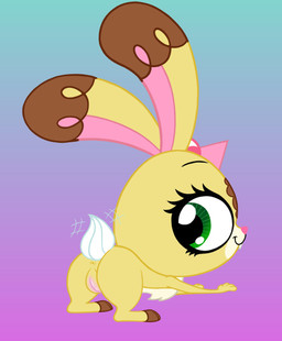 accessory anus blush body_blush bow_(feature) bow_accessory bow_ribbon buckteeth butt chest_tuft female feral fur genitals gradient_background green_eyes hair_accessory hair_bow hair_ribbon looking_at_viewer looking_back looking_back_at_viewer pink_nose presenting presenting_anus presenting_hindquarters presenting_vulva ribbons short_tail simple_background smile solo tail teeth tuft vulva vulva_blush white_tail yellow_body yellow_fur kanahu hasbro littlest_pet_shop littlest_pet_shop_(2012) buttercream_sundae domestic_rabbit dwarf_rabbit lagomorph leporid mammal netherland_dwarf_rabbit oryctolagus rabbit 2015 hi_res