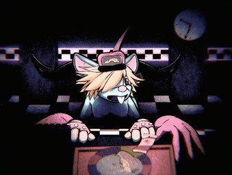 anthro biped blonde_hair bouncing_breasts breasts buckteeth clothing duo faceless_character faceless_male female female_anthro fingerless_gloves from_behind_position fur gloves hair hair_over_eye handwear hat headgear headwear horn inside larger_male male male/female nipples sex size_difference smaller_female teeth white_body white_fur skashi95 mammal murid murine rat rodent 2025 2d_animation animated digital_media_(artwork) loop