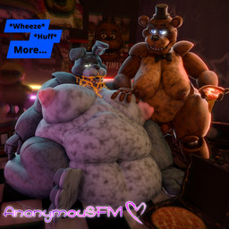 anthro balls belly big_belly big_moobs bow_tie cheese clothing dairy_products dialogue duo erection feederism feeding food genitals hat headgear headwear huge_belly humanoid_genitalia humanoid_penis hyper hyper_belly hyper_moobs machine male male/male moobs morbidly_obese morbidly_obese_anthro nipples nude obese obese_anthro obese_male open_mouth overweight overweight_anthro overweight_male penis pizza smile text thick_thighs weight_gain wide_hips anonymousfm snips456fur_(modeler) five_nights_at_freddy's scott_cawthon scottgames bonnie_(fnaf) freddy_(fnaf) animatronic bear lagomorph leporid mammal rabbit robot 1:1 3d_(artwork) digital_media_(artwork) english_text hi_res