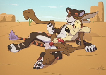 3_toes 5_fingers anal anal_penetration animal_genitalia animal_penis anthro anthro_on_anthro anthro_penetrated anthro_penetrating anthro_penetrating_anthro anus balls black_claws black_eyes black_nose brown_body brown_fur canine_genitalia canine_penis claws dipstick_tail duo feet fingers from_behind_position fur genitals green_eyes grey_balls grey_body grey_fur humanoid_heel interspecies knot long_muzzle looking_at_another lying male male/male male_penetrated male_penetrating male_penetrating_male markings mottled multicolored_tail nude on_side orange_body orange_fur orange_sclera orange_stripes penetration penis piebald plantigrade purple_body purple_fur raised_leg red_penis sex spoon_position spooning striped_body striped_fur stripes tail tail_markings tan_balls tan_body tan_fur toes white_body white_fur yellow_sclera minum looney_tunes warner_brothers patches_the_calico wile_e._coyote calico_cat canid canine canis coyote domestic_cat felid feline felis mammal 2020