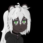 anthro clothing collar facial_piercing femboy green_eyes hair hoodie male nose_piercing piercing ponytail solo topwear white_hair maeowo tamagotchi mae_peppermint mammal mephitid skunk 1:1 alpha_channel hi_res