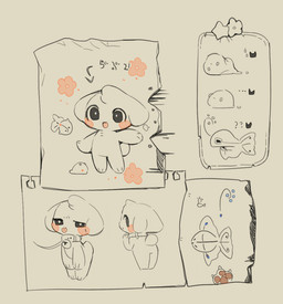 3_toes ambiguous_gender anthro bell bell_collar chibi collar feet kemono leash leashed_collar male pawpads paws simple_background solo suggestive toes tongue tongue_out young young_anthro seuppi parang_(seuppi) aquatic bovid caprine fish mammal sheep