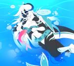 5_fingers ambiguous_gender anthro blue_eyes duo ellipsis female feral fingers hair horn solo water white_hair here-kitty-kitty cetacean dolphin fish hybrid mammal marine oceanic_dolphin orca toothed_whale 2018 digital_media_(artwork)