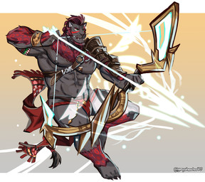 abs anthro biceps biped male muscular muscular_anthro muscular_male muscular_thighs nipples pecs solo text graysheartart final_fantasy final_fantasy_xiv square_enix felid hrothgar mammal 2022 absurd_res artist_name hi_res signature