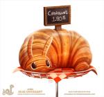 ambiguous_gender bread croissant detailed_food feral food pastry simple_background solo white_background piper_thibodeau food_creature gastropod mollusk slug detailed digital_media_(artwork) digital_painting_(artwork) painting_(artwork)