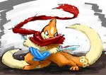 black_nose crossed_arms dipstick_tail feral male markings orange_body orange_tail scarf smile solo spread_legs spreading standing tail tail_markings white_tail_tip raster_dreams nintendo pokemon oliver_(raster_dreams) floatzel generation_4_pokemon pokemon_(species) 2018 digital_drawing_(artwork) digital_media_(artwork)