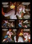 2013 anthro canid canine canis cave clothed clothing comic conditional_dnp dawn_(jeremy_bernal) dialogue domestic_dog duo english_text female fur hair hi_res kodi_(scappo) male mammal open_mouth scappo teeth text tongue
