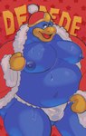 2024 anthro avian balls_outline belly big_belly big_moobs bird blue_body bodily_fluids bulge character_name clothed clothing detailed_bulge digital_media_(artwork) genital_outline hi_res king_dedede kirby_(series) male male_anthro matchaijuice moobs nintendo nipples overweight overweight_anthro overweight_male penguin penis_outline solo sweat translucent translucent_clothing