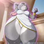 anthro armlet bottomwear breasts clothing female fur glowing grey_body grey_fur purple_eyes solo sparkles thick_thighs toga wide_hips xxsparcoxx disney zootopia judy_hopps lagomorph leporid mammal rabbit 2025 digital_media_(artwork) hi_res