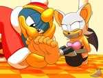 anthro anthro_on_anthro barefoot beak bound clothing duo eyeshadow feet female foot_fetish foot_focus foot_lick foot_play gag licking makeup male male/female soles tape tape_gag toes tongue tongue_out wings sorcererlance kirby_(series) nintendo sega sonic_the_hedgehog_(series) king_dedede rouge_the_bat avian bat mammal 4:3 crossover signature