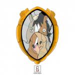 1:1 2020 beatrice_horseman bojack_horseman bojack_horseman_(character) broken_mirror butterscotch_horseman equid equine female hi_res hiram_ochoa horse looking_at_viewer male mammal mirror netflix signature simple_background white_background