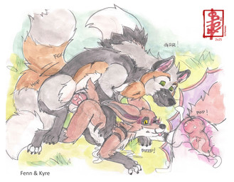 anal anal_penetration anthro anthro_on_feral balls bestiality blush blush_lines bodily_fluids cum cum_inside cum_on_ground doggystyle duo erection feral from_behind_position genital_fluids genitals grass internal male male/male nude on_grass on_ground penetration plant sex size_difference smaller_penetrated sound_effects text tongue tongue_out two_tailed_fox fennec_(artist) firefox mozilla touch_grass fennec_(character) kyre_(character) canid canine cross_fox fox mammal red_fox true_fox werecanid werecanine werecreature werefox hi_res