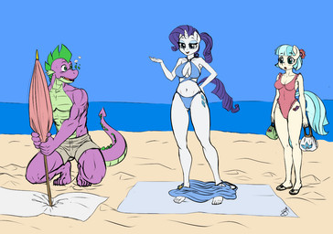 2014 anthro anthrofied bag beach bikini blush breasts cleavage clothed clothing coco_pommel_(mlp) colored crouching cutie_mark dragon equine eyeshadow female flower friendship_is_magic hair holding horn horse makeup male mammal muscles my_little_pony navel outside pia-sama pony purple_hair rarity_(mlp) sandals seaside shorts smoke spike_(mlp) standing swimsuit towel two_tone_hair umbrella undressing unicorn white_body
Rating: Safe
Score: 17
User: lemongrab
Date: February 28, 2014