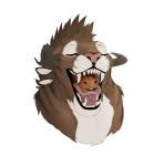 2015 almost_fully_inside ambiguous/ambiguous ambiguous_gender anthro blizzard_entertainment blush bovid bovine brown_body brown_fur brown_hair charr dagos disappearing_inside duo endosoma eyes_closed fangs felid front_view fur fur_markings guild_wars hair head_in_mouth hi_res horn in_throat looking_pleasured mammal markings mouth_shot nude open_mouth oral_vore partially_inside simple_background soft_vore standing swallowing tauren teeth three-quarter_view tongue tongue_out vore warcraft white_background white_body white_fur willing_pred willing_prey