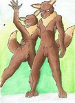 animal_genitalia animal_penis anthro balls canine_genitalia canine_penis duo genitals happy male male/male nude penis pokemorph pose slim average nyghtmar3 nintendo pokemon elliot_(nyghtmar3) william_(nyghtmar3) canid canine eevee generation_1_pokemon mammal pokemon_(species) hi_res pinup traditional_media_(artwork) brother_(lore) brothers_(lore) sibling_(lore)