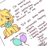 balloon birthday_card card feral food fur honey_(food) inflatable informative male multi_tail scarf simple_background solo t-pose tail text yellow_body yellow_fur fiddleafox nintendo pokemon hajime_(fiddleafox) generation_1_pokemon ninetales pokemon_(species) english_text