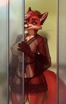 anthro breasts clothed clothing female fur hair inside looking_at_viewer makeup mascara nightgown nipples open_mouth panties smile solo standing translucent translucent_clothing underwear wide_hips smiju lexi_striker canid canine fox mammal digital_media_(artwork) shaded