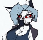 alternative_fashion anthro big_breasts blush breasts choker cleavage clothed clothing female goth jewelry necklace solo pace-maker helluva_boss mythology loona_(helluva_boss) canid canid_demon canine demon hellhound mammal mythological_canine mythological_creature animated short_playtime