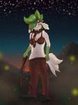 anthro anthrofied bottomwear breasts clothing eyewear female goggles necktie night non-mammal_breasts pants pokemorph scarf solo sunset dunewulff nintendo pokemon grace_mustang ambient_arthropod ambient_firefly ambient_insect arthropod beetle elateroid firefly generation_4_pokemon insect legendary_pokemon pokemon_(species) shaymin sky_forme_shaymin 3:4 hi_res