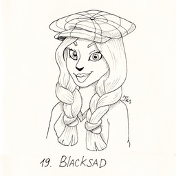 anthro braided_hair clothing female hair lips simple_background solo lisobelka_art blacksad lisfilm foxysquirrel lisobelka canid hybrid mammal hi_res traditional_media_(artwork)