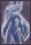 anthro belly biped blue_body blue_fur breasts female fur hair koshkio long_hair nipples nude small_breasts solo standing unknown_(disambiguation)
