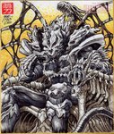 animal_skull armor bone bone_wings chair claws commentary english_commentary fangs furniture hand_on_own_cheek hand_on_own_face horn macro male on_chair red_eyes ribs sharp_teeth sitting sitting_on_chair sitting_on_throne skull solo spikes spine spines tail teeth text throne unusual_anatomy unusual_wings wings kaijusamurai godzilla_(series) mythology toho king_ghidorah monster_x alien dragon kaiju monster mythological_creature mythological_scalie scalie artist_name hi_res url watermark