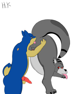 anal anthro duo erection feral male oral raised_tail rimming rimming_male sex tail thick_tail tongue tongue_out hkworks nintendo pokemon hi_res
