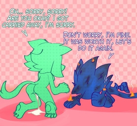 after_sex anthro bodily_fluids burn_mark butt clothing cum dialogue duo female fire footwear genital_fluids gesture gloves hand_gesture handwear humor leaking_cum male on_ground shoes tail text thumbs_up flaresg_art sega sonic_the_hedgehog_(series) fan_character sonic_the_hedgehog domestic_cat eulipotyphlan felid feline felis hedgehog mammal english_text hi_res