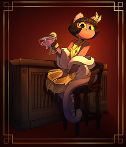 1920s_theme 20s_clothing 4_fingers accessory alcohol alternative_fashion anthro beverage bob_cut brown_body brown_fur chair claws clothed clothed_anthro clothed_female clothing container cup desk drinking_glass eyelashes feather_in_hair female fingers flapper flapper_dress food footwear fruit fully_clothed fully_clothed_anthro fully_clothed_female fur furniture glass glass_container glass_cup hair hair_accessory happy high_heels holding_beverage holding_object jewelry lemon looking_at_viewer loose_feather on_chair orange_(fruit) pawpads plant pose shoes sitting sitting_on_chair smile solo table yellow_clothing yellow_eyes yellow_footwear yellow_high_heels phanecito lackadaisy ivy_pepper domestic_cat felid feline felis mammal absurd_res hi_res