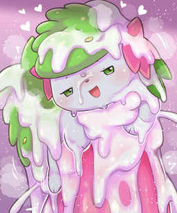 ambiguous_feral ambiguous_focus ambiguous_gender bodily_fluids cum cum_covered cum_everywhere cum_on_body cum_on_face cum_on_head cum_on_leg cumshot disembodied_penis duo ejaculation extreme_size_difference feral feral_focus front_view fur genital_fluids genitals green_body green_eyes green_fur half-closed_eyes interspecies light_blush male messy narrowed_eyes on_penis open_mouth open_smile paws penis pink_penis quadruped size_difference smile solo_focus white_body badwingm nintendo pokemon generation_4_pokemon land_forme_shaymin legendary_pokemon pokemon_(species) shaymin 2026 digital_drawing_(artwork) digital_media_(artwork) hi_res