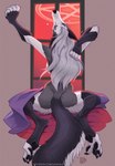 anthro eyes_closed female fur grey_body grey_fur grey_hair hair nude nude_anthro nude_female rear_view solo stretching tasteful_nudity text conditional_dnp loupgarou helluva_boss mythology loona_(helluva_boss) canid canid_demon canine demon hellhound mammal mythological_canine mythological_creature 2025 full-length_portrait hi_res portrait url