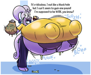 anthro areola bag big_areola big_breasts big_nipples bottomwear breasts burger clothing ear_piercing exclamation_point female food holding_bag holding_burger holding_food holding_object huge_areola huge_breasts huge_nipples hyper hyper_breasts looking_at_viewer nipples onomatopoeia open_mouth pants piercing purple_areola purple_body question_mark shirt slime solo sound_effects text topwear under_boob mattthetooncat nintendo pokemon generation_6_pokemon goodra pokemon_(species) english_text
