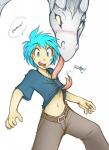 2014 <3 belt blue_eyes blue_hair blue_shirt blush clothing disgusted dragon female flirting foreplay forked_tongue fur hair horn human imminent_rape lady_nora licking male mammal open_mouth pants plain_background saliva scalie shirt sound_effects sweat text tom_fischbach tongue trace_legacy twokinds webcomic wet white_background
Rating: Questionable
Score: 8
User: Munkelzahn
Date: April 20, 2014