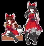 2017 4_breasts 6_breasts aburaage alpha_channel annoyed anthro biped breasts canid canine claws clothed clothing dress female fondling food fox fully_clothed fur hi_res human_to_anthro inarizushi kdhynamo mammal multi_breast nipple_outline open_mouth reimu_hakurei self_fondle sequence simple_background sitting solo species_transformation standing surprise sushi touhou transformation transformation_sequence transparent_background