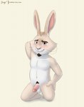 anthro blush facial_hair hands_behind_head male nude pose solo tall_ears whiskers diam_snow chickenhare_and_the_hamster_of_darkness n_wave_pictures netflix king_peter_(chickenhare) hare lagomorph leporid mammal rabbit 2023 hi_res