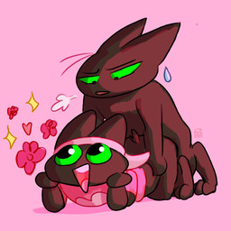 anal anal_penetration anthro anthro_on_anthro anthro_penetrated anthro_penetrating anthro_penetrating_anthro black_body black_fur blush bodily_fluids bottomless butt clothed clothing duo fur green_eyes hat headgear headwear heart_symbol male male/male male_penetrated male_penetrating male_penetrating_male penetration pink_background pink_clothing pink_hat pink_headwear pink_shirt pink_topwear selfcest sex shirt simple_background square_crossover sweat sweatdrop topwear visor_cap noinipi cartoon_network mao_mao:_heroes_of_pure_heart sheriff_mao_mao_mao domestic_cat felid feline felis mammal 1:1 2020 full-length_portrait hi_res portrait signature