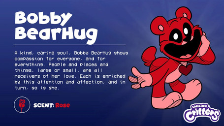 anthro doll female fur heart_symbol jewelry necklace open_mouth pendent red_body red_fur simple_background smile solo symbol tail text unknown_artist mob_entertainment poppy_playtime smiling_critters bobby_bearhug animate_inanimate bear critters_(poppy_playtime) living_doll living_toy mammal digital_media_(artwork) english_text