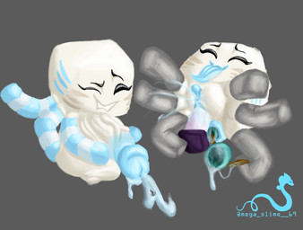 duo female genitals hyper hyper_genitalia male male/female mega_slime happy_ghast_(minecraft) absurd_res hi_res