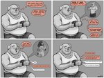 anthro body_hair butt dating_app electronics hairy male musclegut muscular muscular_male phone selfie shoulder_hair sitting slightly_chubby solo text thought_bubble nanoff joe_(nanoff) domestic_pig felid lion mammal pantherine suid suina sus_(pig) comic english_text hi_res multiple_scenes