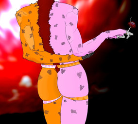 anthro butt cigarette clothed clothing fur heart_symbol jockstrap jockstrap_only looking_away male orange_body orange_fur pink_body pink_fur rear_view red_body red_fur slim smoking solo topless underwear underwear_only complexhyena hyena mammal spotted_hyena