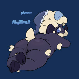 anthro big_butt butt looking_back lying male nude pose slightly_chubby solo text tired mouse_kenny roblox toons_universe nimbus_(toons_universe) bovid caprine humanoid mammal sheep 1:1 alpha_channel hi_res pinup