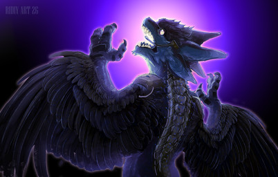 3_fingers 4_ears angry anthro backlighting black_claws blue_body claws cybernetic_spine cybernetics facial_tuft feathers finger_claws fingers headset_microphone light looking_at_viewer looking_back looking_back_at_viewer machine male multi_ear nude open_mouth pupils rear_view sharp_teeth simple_background slit_pupils solo standing teeth text tuft winged_arms wings ridiy benze avali 2026 absurd_res artist_name detailed digital_media_(artwork) half-length_portrait hi_res lighting portrait shaded signature widescreen