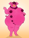 anthro areola belly big_belly big_breasts big_butt breasts butt female hooves huge_butt huge_thighs multi_breast multi_nipple nipples nude overweight overweight_anthro overweight_female pink_body pregnant smile solo thick_thighs wide_hips flittermilk domestic_pig mammal suid suine sus_(pig) hi_res