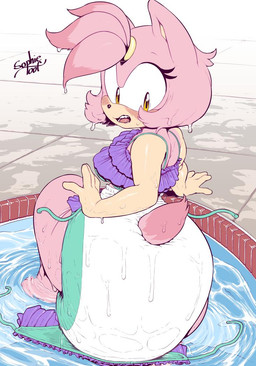 5_fingers amber_eyes anthro big_diaper bikini bikini_skirt black_nose clothed clothing diaper diaper_under_clothing diaper_under_swimwear female fingers fur fusion hair layered_bikini looking_down open_mouth partially_submerged pink_hair side-tie_bikini side-tie_clothing side-tie_swimwear solo string_bikini surprised swimming_pool swimwear tail two-piece_swimsuit unclean_diaper untied_bikini wardrobe_malfunction water waterlogged_diaper wearing_diaper wet yellow_eyes sophiepoof sega sonic_the_hedgehog_(series) amy_rose blaze_the_cat fan_character vio_(argento) domestic_cat eulipotyphlan felid feline felis hedgehog hybrid mammal 2019 digital_media_(artwork) signature
