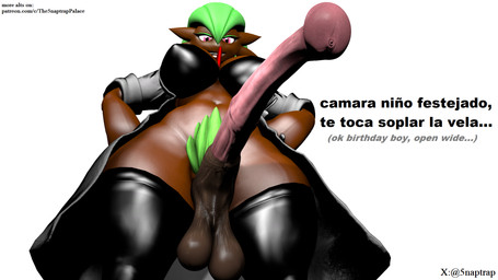 animal_genitalia animal_penis arrogant ball_size_difference balls big_balls big_breasts birthday black_bikini_top black_bra black_clothing black_coat black_legwear black_stockings black_top black_topwear black_underwear bra breasts brown_balls brown_body clothing coat dark_body dark_skin dialogue dominant dominant_gynomorph dominant_intersex equine_genitalia equine_penis erection flared_penis genitals green_hair green_pubes gynomorph hair intersex legwear long_penis looking_at_viewer looking_down looking_down_at_viewer natural_breasts penis pink_eyes pink_penis pubes saggy_balls simple_background size_difference smile smiling_at_viewer solo stockings talking_to_viewer tanned_skin text topwear underwear vein veiny_penis white_background 5naptrap nintendo patreon pokemon jadine_voir gardevoir generation_3_pokemon humanoid pokemon_(species) 16:9 3d_(artwork) digital_media_(artwork) english_text hi_res source_filmmaker_(artwork) spanish_text url widescreen