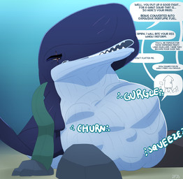 after_vore belly big_belly dialogue duo feral feral_pred feral_prey male rock rumbling_stomach seaweed talking_feral text underwater vore water white_belly dolphinproject aquatic cephalopod cetacean coleoid decapodiform mammal mollusk sperm_whale squid toothed_whale whale 2025 english_text hi_res