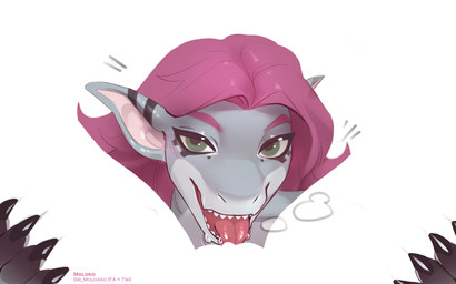 anthro claws clitoris cunnilingus eyebrows female female/female female_pov first_person_view genitals glistening glistening_body green_eyes grey_body hair looking_at_viewer negative_space open_mouth open_smile oral pink_eyebrows pink_hair pink_tongue pointy_ears sex sharp_teeth simple_background smile smiling_at_viewer solo spread_legs spreading steamy_breath striped_ears teeth text tongue tongue_out vaginal vulva white_background sir_molo4ko negative_space_oral_(meme) severa_(sir_molo4ko) aquatic fish shark 16:10 absurd_res artist_name digital_drawing_(artwork) digital_media_(artwork) hi_res meme widescreen