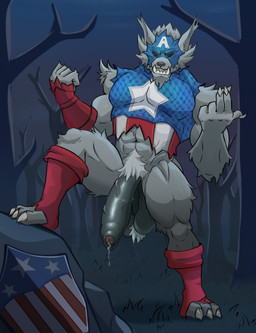 abs anthro balls biceps big_penis blue_bodysuit blue_clothing blue_mask blue_skinsuit bodily_fluids body_hair bodysuit boots claws clothed clothing dead_tree fangs footwear foreskin forest fur genital_fluids genitals gloves grey_body grey_fur hairy_balls handwear happy_trail leaking_precum male multicolored_bodysuit multicolored_clothing multicolored_skinsuit muscular muscular_anthro muscular_legs muscular_male navel partially_clothed penis plant precum red_bodysuit red_boots red_clothing red_eyes red_footwear red_skinsuit rock shield shoes skinsuit solo teeth tight_clothing torn_bodysuit torn_clothing torn_footwear torn_gloves torn_handwear torn_skinsuit tree uniform vein veiny_penis white_bodysuit white_clothing white_skinsuit rukyeen marvel marvel_rivals mythology captain_america capwolf canid canine mammal mythological_canine mythological_creature werecanid werecanine werecreature werewolf 2025 digital_media_(artwork) hi_res